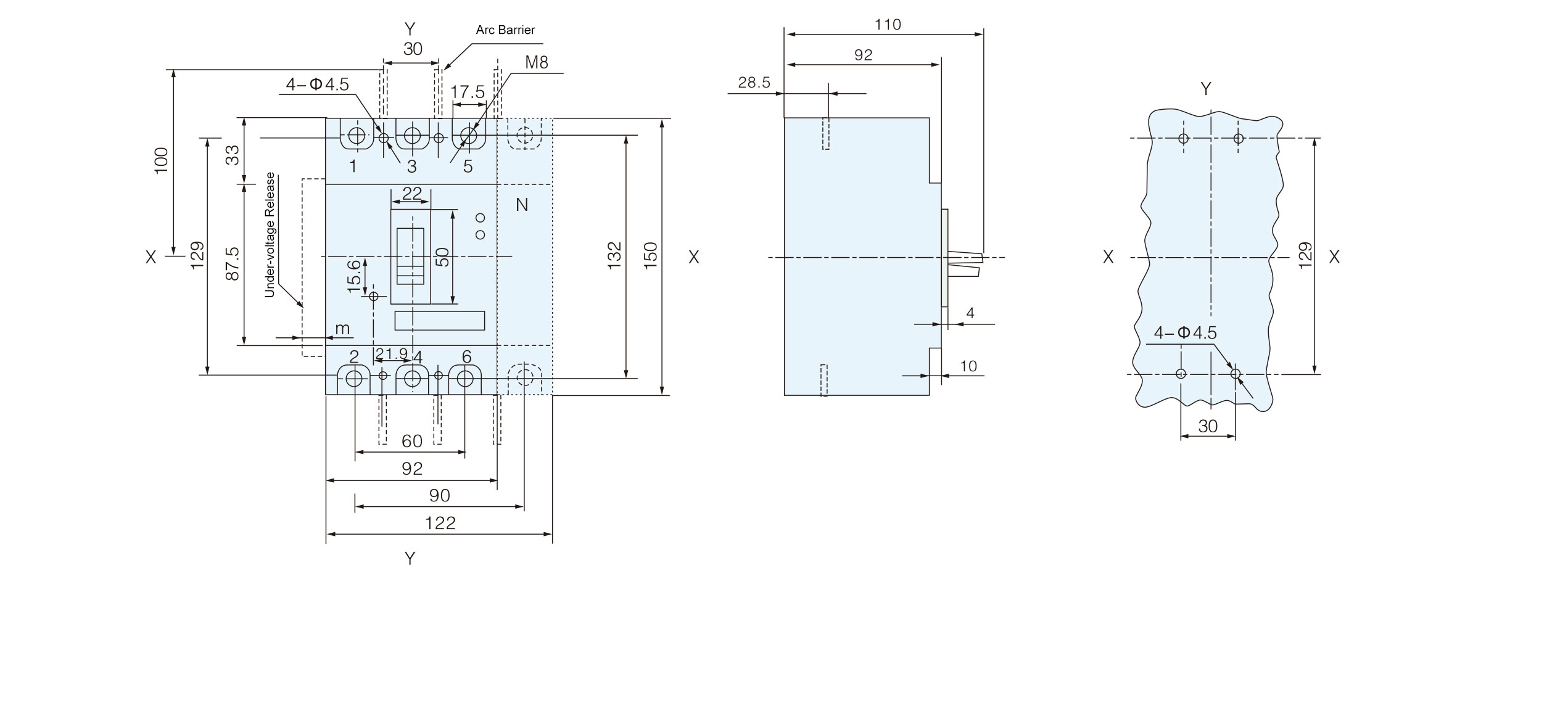Dimensioni di MCCB